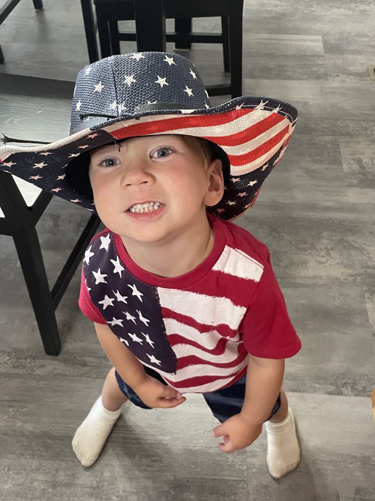 M (Our Youngest Son) Celebrating the 4th